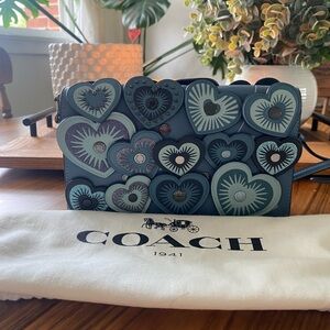Coach FOLDOVER CROSSBODY CLUTCH WITH HEARTS